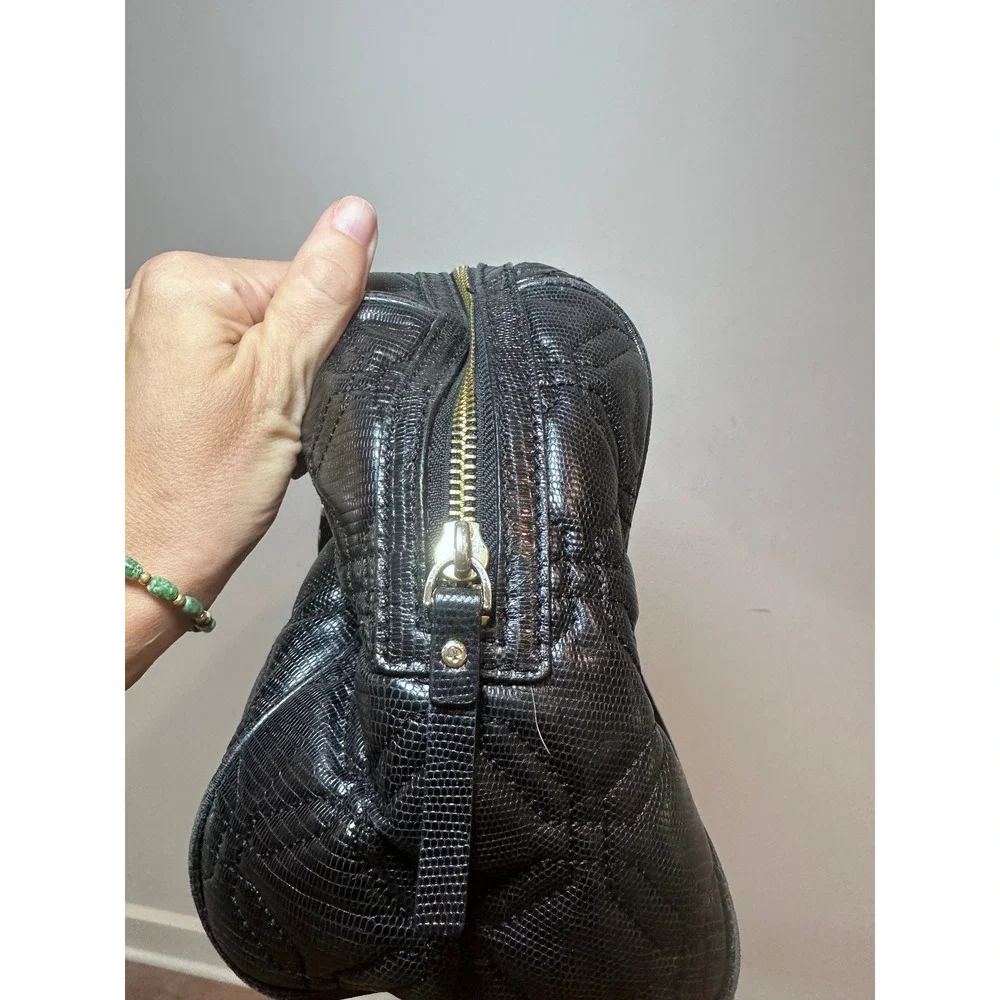 Kate Spade Satchel Womens Quilted Embossed Leather Shoulder Bag Black